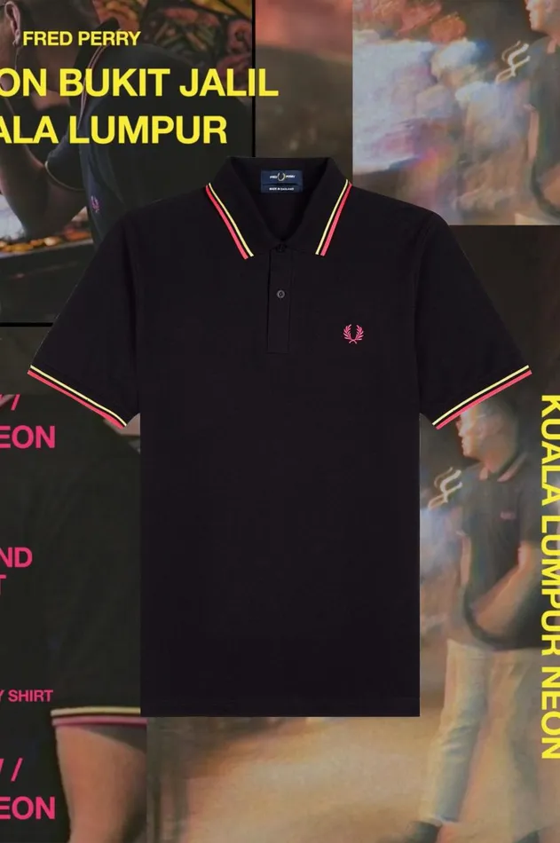 Men The Fred Perry Shirt Fred Perry M12 Blackbright Yellowkuala Lumpur Neon