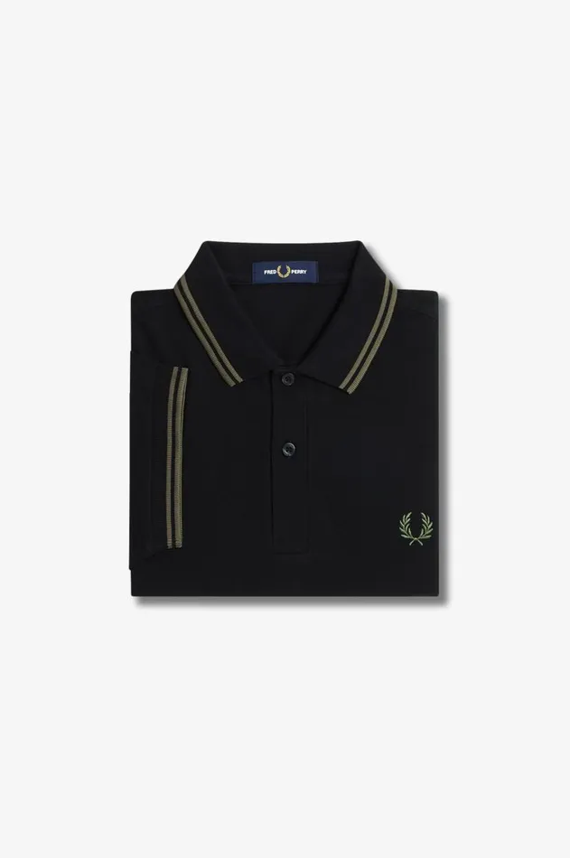 Men The Fred Perry Shirt Fred Perry M3600 Blacklaurel Wreath Greenlaurel Wreath Green
