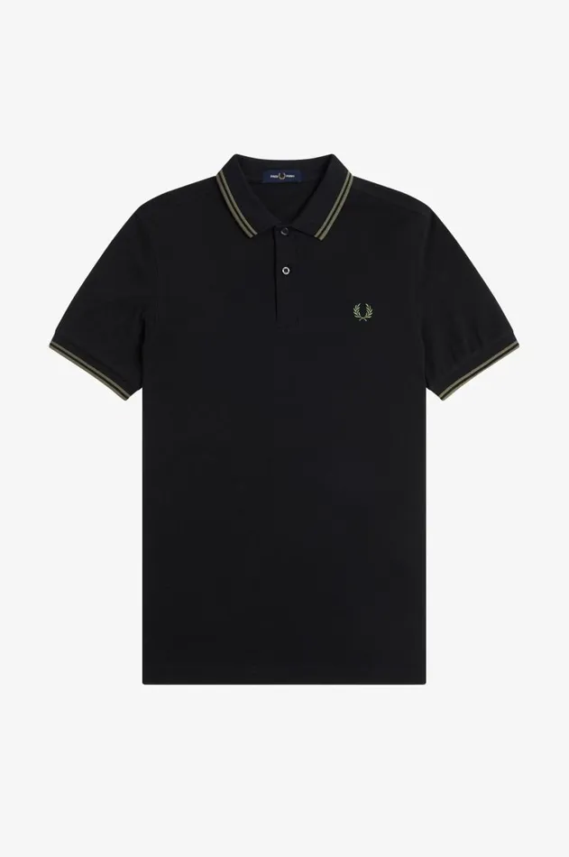 Men The Fred Perry Shirt Fred Perry M3600 Blacklaurel Wreath Greenlaurel Wreath Green