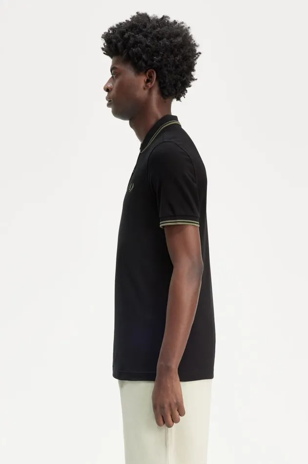 Men The Fred Perry Shirt Fred Perry M3600 Blacklaurel Wreath Greenlaurel Wreath Green