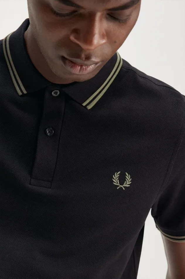 Men The Fred Perry Shirt Fred Perry M3600 Blacklaurel Wreath Greenlaurel Wreath Green
