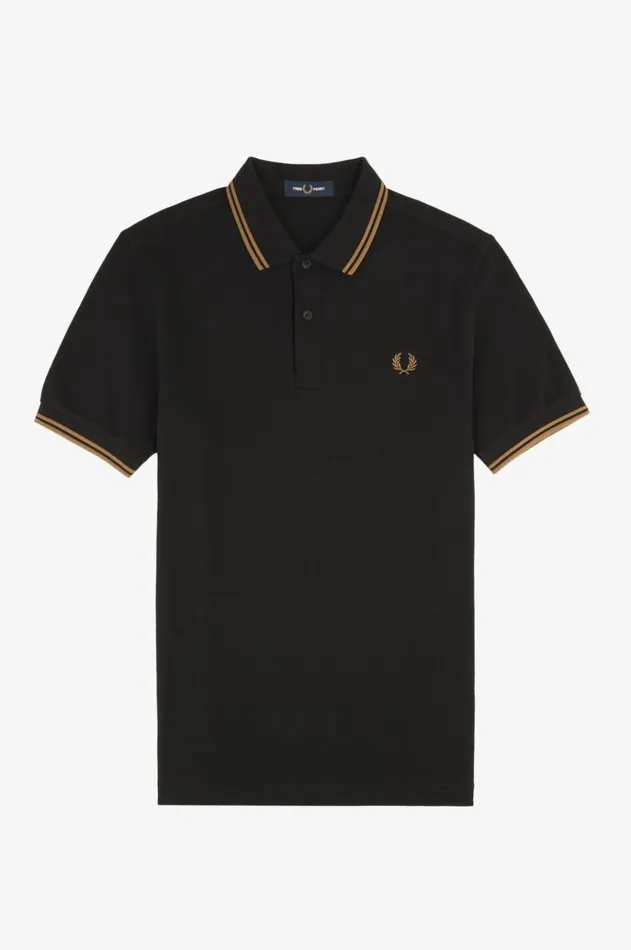 Men The Fred Perry Shirt Fred Perry M3600 Blackshaded Stoneshaded Stone