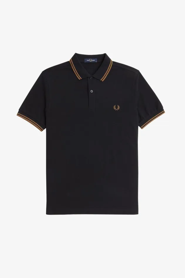 Men The Fred Perry Shirt Fred Perry M3600 Blackshaded Stoneshaded Stone