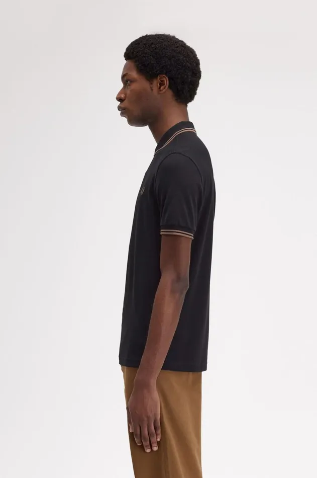 Men The Fred Perry Shirt Fred Perry M3600 Blackshaded Stoneshaded Stone