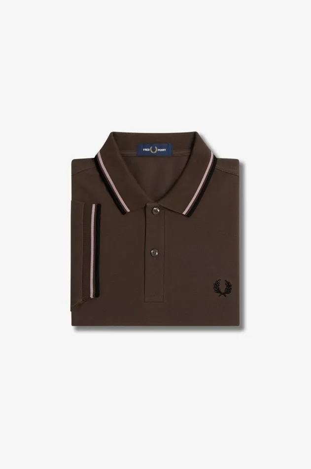 Men The Fred Perry Shirt Fred Perry M3600 Burnt Tobaccodark Pinkblack