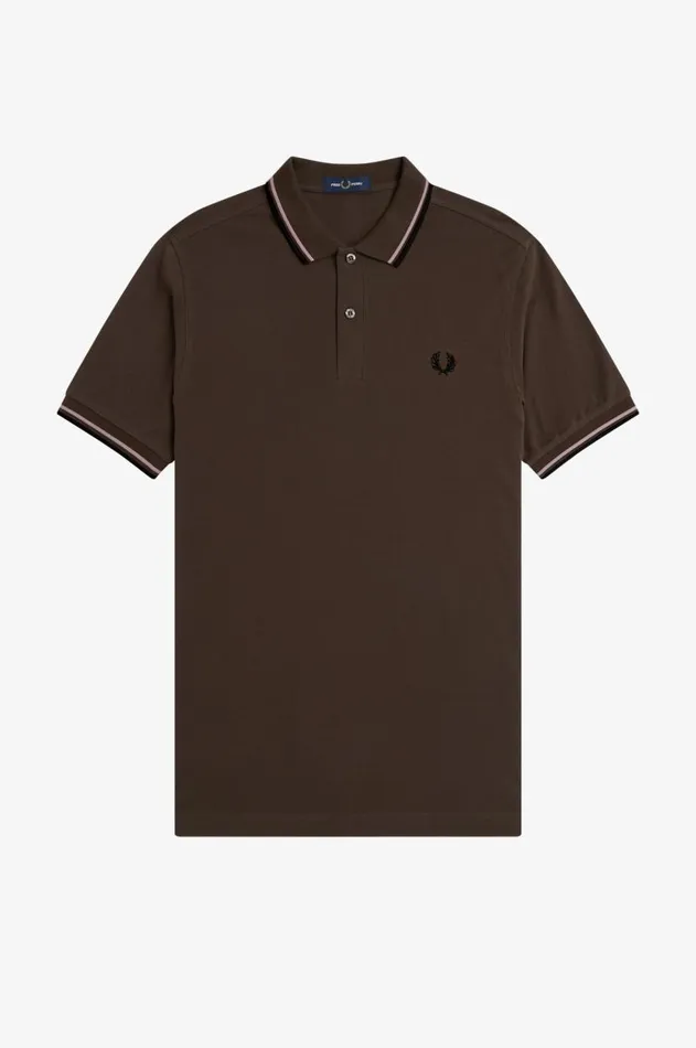 Men The Fred Perry Shirt Fred Perry M3600 Burnt Tobaccodark Pinkblack