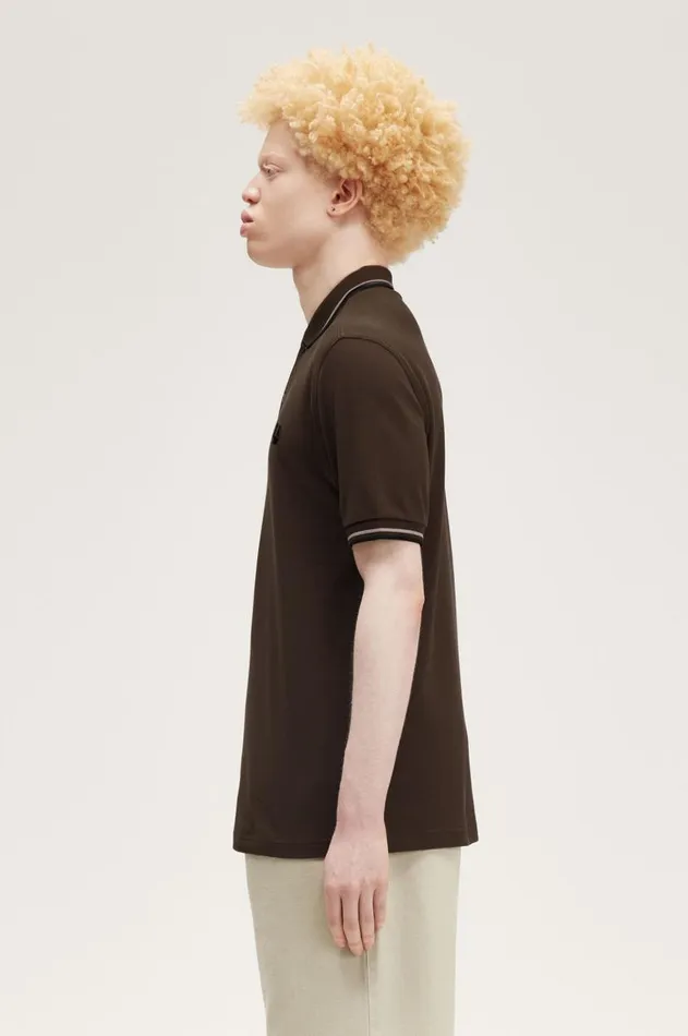 Men The Fred Perry Shirt Fred Perry M3600 Burnt Tobaccodark Pinkblack