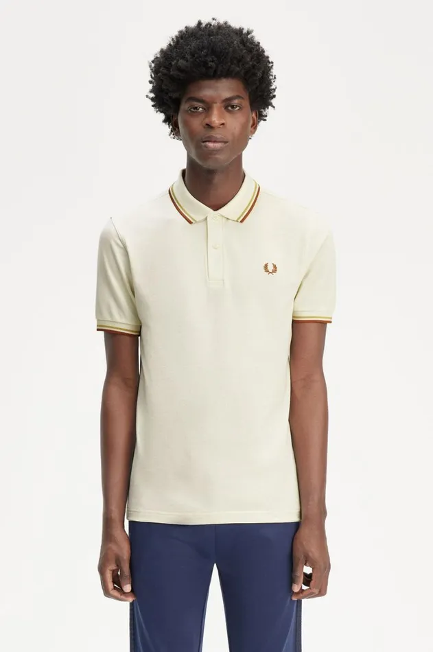 Men The Fred Perry Shirt Fred Perry M3600 Ecruhoneycombmarmalade