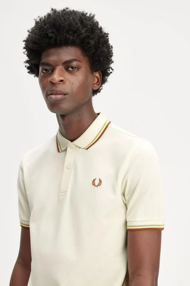 Men The Fred Perry Shirt Fred Perry M3600 Ecruhoneycombmarmalade
