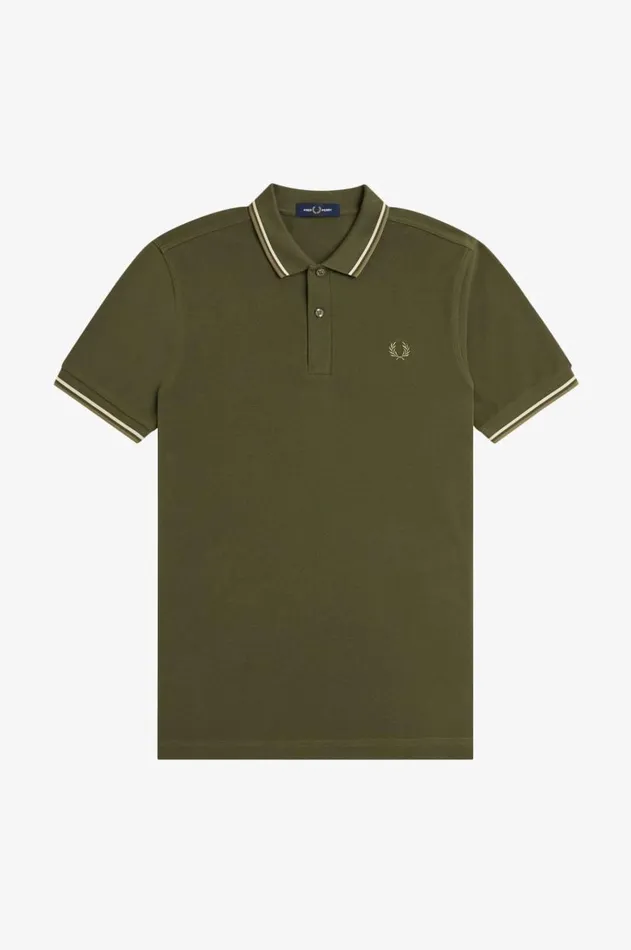 Men The Fred Perry Shirt Fred Perry M3600 Hunting Greenlight Oysterlaurel Wreath Green
