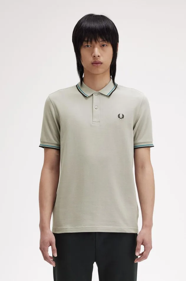 Men The Fred Perry Shirt Fred Perry M3600 Limestonerunaway Bay Oceanblack