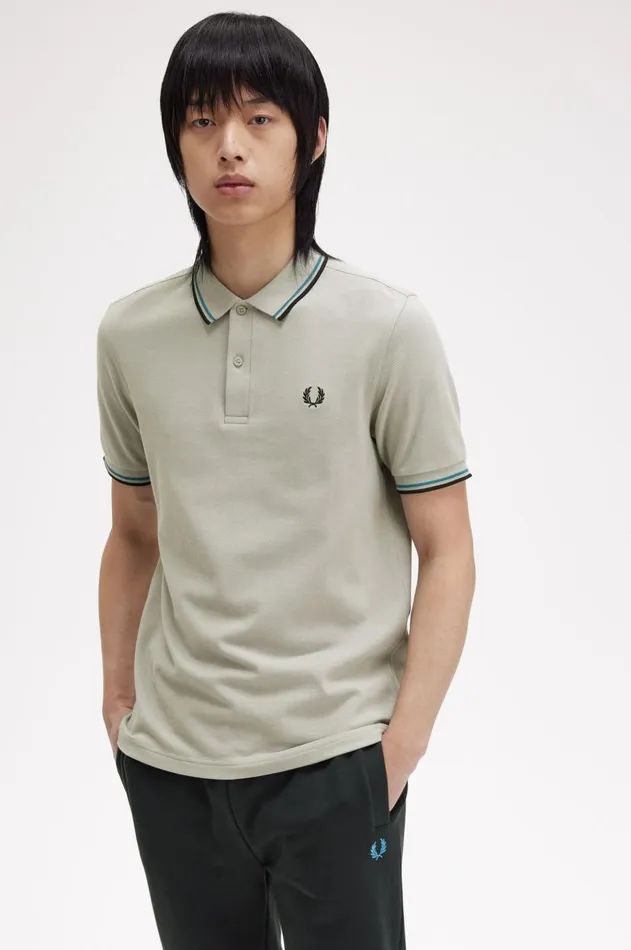 Men The Fred Perry Shirt Fred Perry M3600 Limestonerunaway Bay Oceanblack