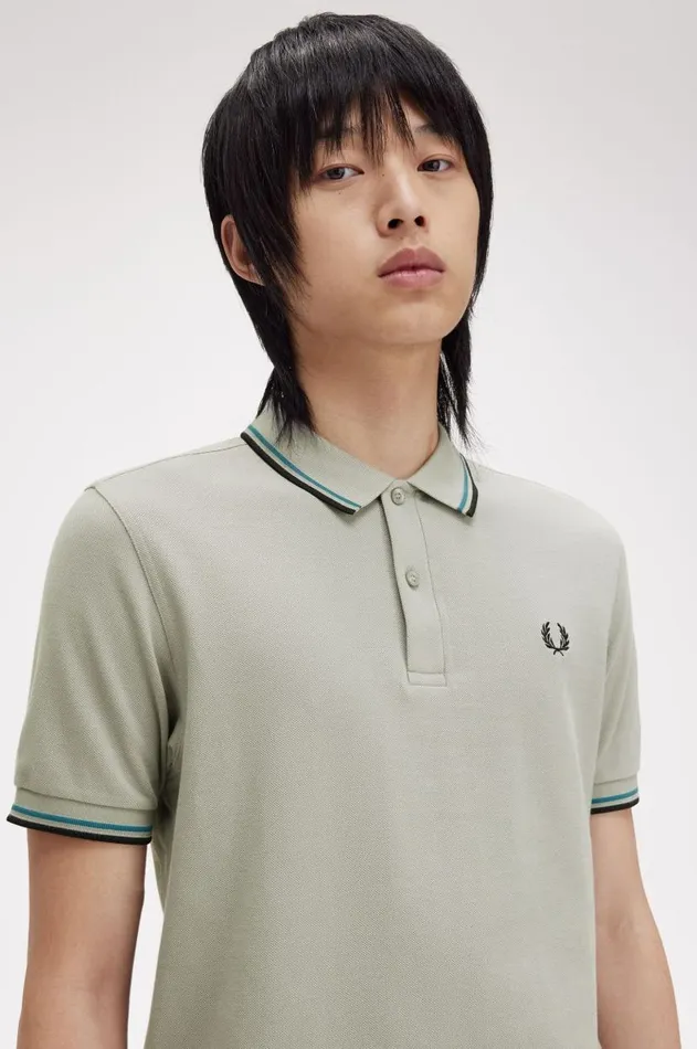 Men The Fred Perry Shirt Fred Perry M3600 Limestonerunaway Bay Oceanblack
