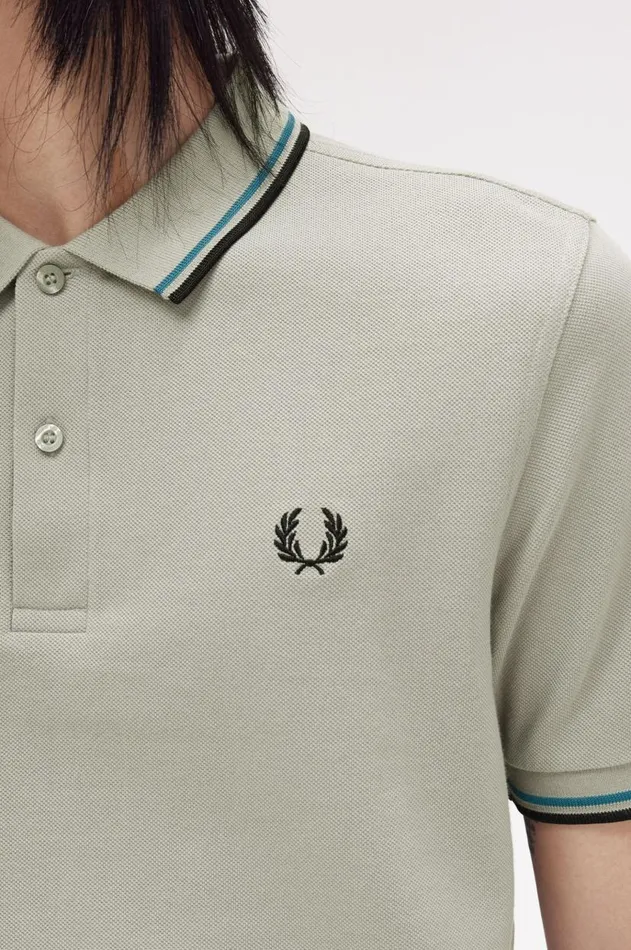 Men The Fred Perry Shirt Fred Perry M3600 Limestonerunaway Bay Oceanblack