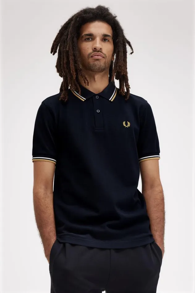 Men The Fred Perry Shirt Fred Perry M3600 Navyecruhoneycomb