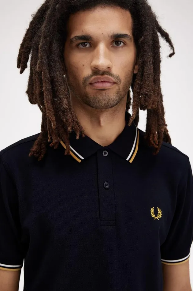 Men The Fred Perry Shirt Fred Perry M3600 Navyecruhoneycomb