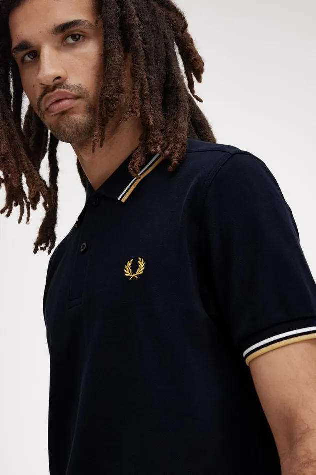 Men The Fred Perry Shirt Fred Perry M3600 Navyecruhoneycomb
