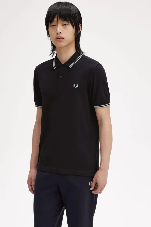 Men The Fred Perry Shirt Fred Perry M3600 Navysilver Bluesilver Blue