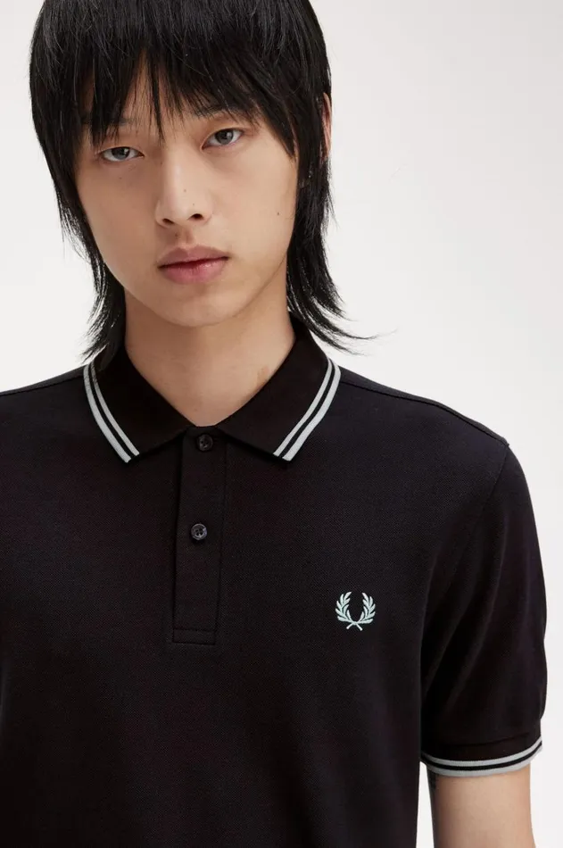 Men The Fred Perry Shirt Fred Perry M3600 Navysilver Bluesilver Blue