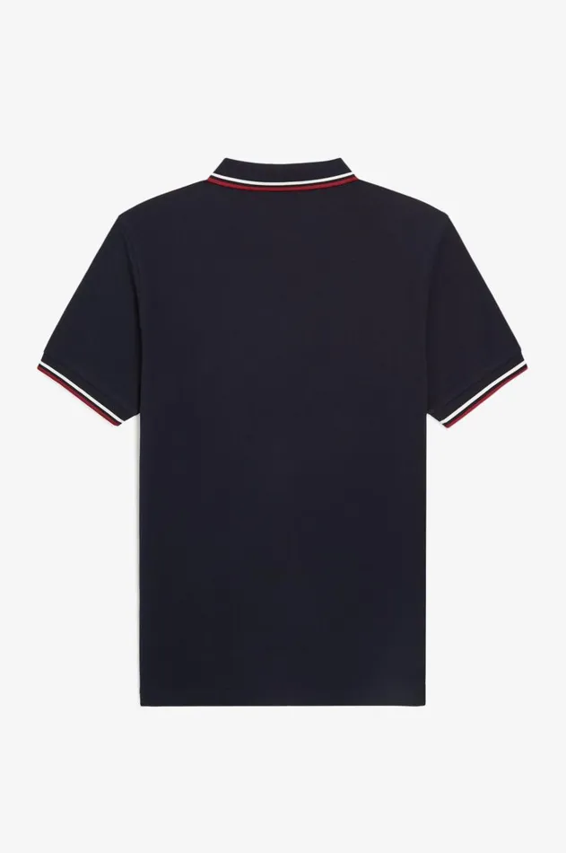 Men The Fred Perry Shirt Fred Perry M3600 Navysnow Whiteburnt Red