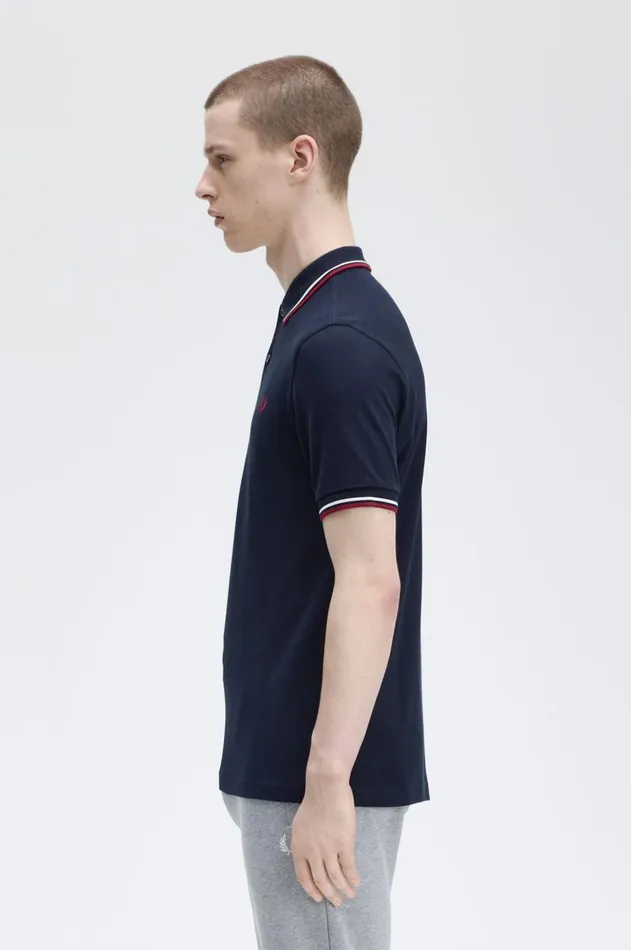 Men The Fred Perry Shirt Fred Perry M3600 Navysnow Whiteburnt Red