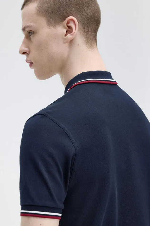 Men The Fred Perry Shirt Fred Perry M3600 Navysnow Whiteburnt Red
