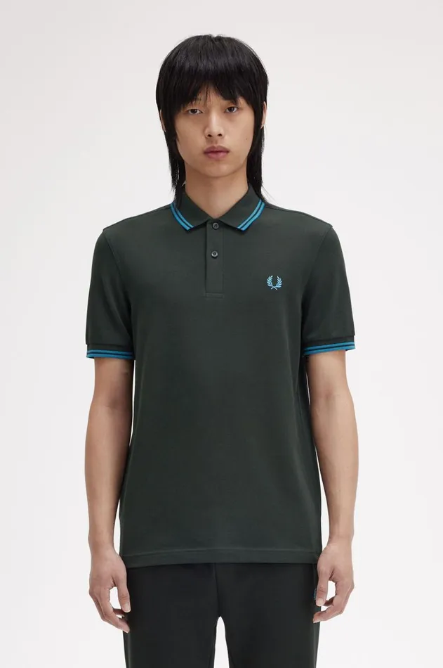 Men The Fred Perry Shirt Fred Perry M3600 Night Greenrunaway Bay Oceanrunaway Bay Ocean