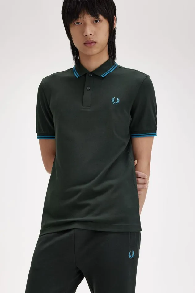 Men The Fred Perry Shirt Fred Perry M3600 Night Greenrunaway Bay Oceanrunaway Bay Ocean