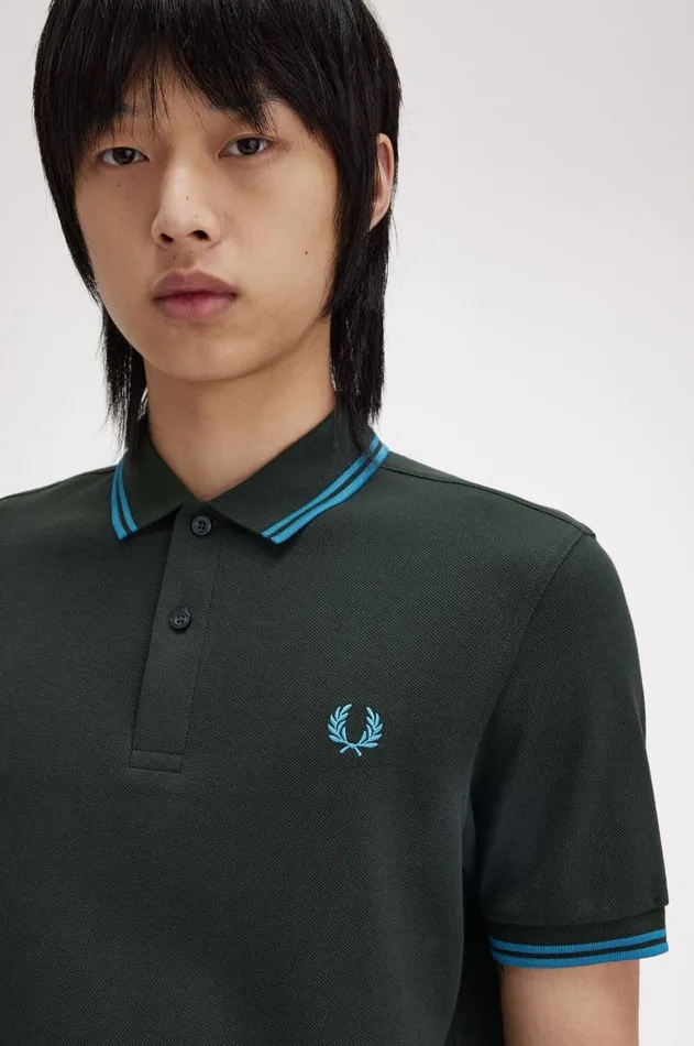Men The Fred Perry Shirt Fred Perry M3600 Night Greenrunaway Bay Oceanrunaway Bay Ocean