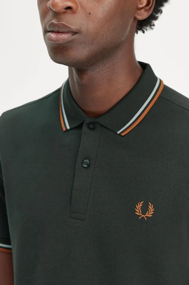 Men The Fred Perry Shirt Fred Perry M3600 Night Greensilver Bluemarmalade