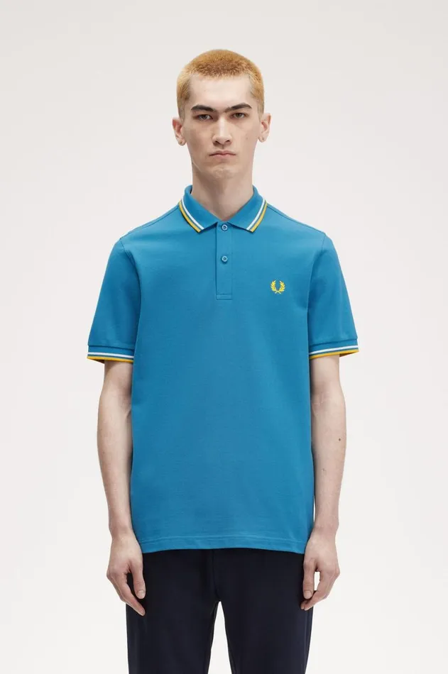 Men The Fred Perry Shirt Fred Perry M3600 Runaway Bay Oceansnow Whitehoneycomb