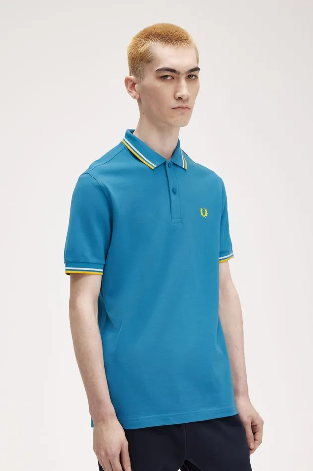 Men The Fred Perry Shirt Fred Perry M3600 Runaway Bay Oceansnow Whitehoneycomb