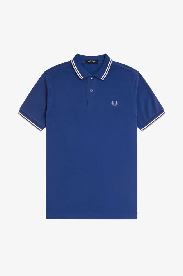 Men The Fred Perry Shirt Fred Perry M3600 Shaded Cobaltsnow Whitelight Smoke