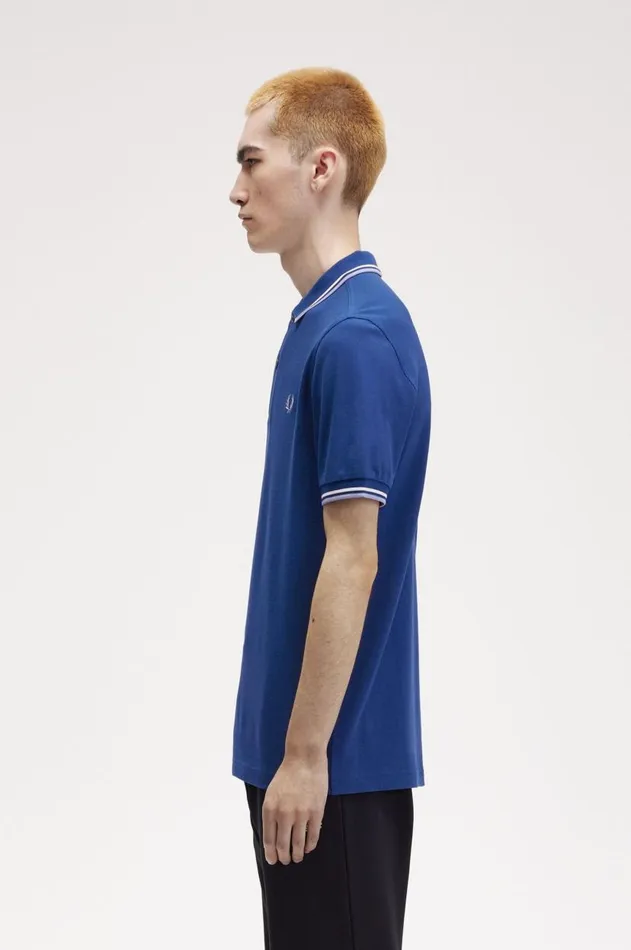 Men The Fred Perry Shirt Fred Perry M3600 Shaded Cobaltsnow Whitelight Smoke