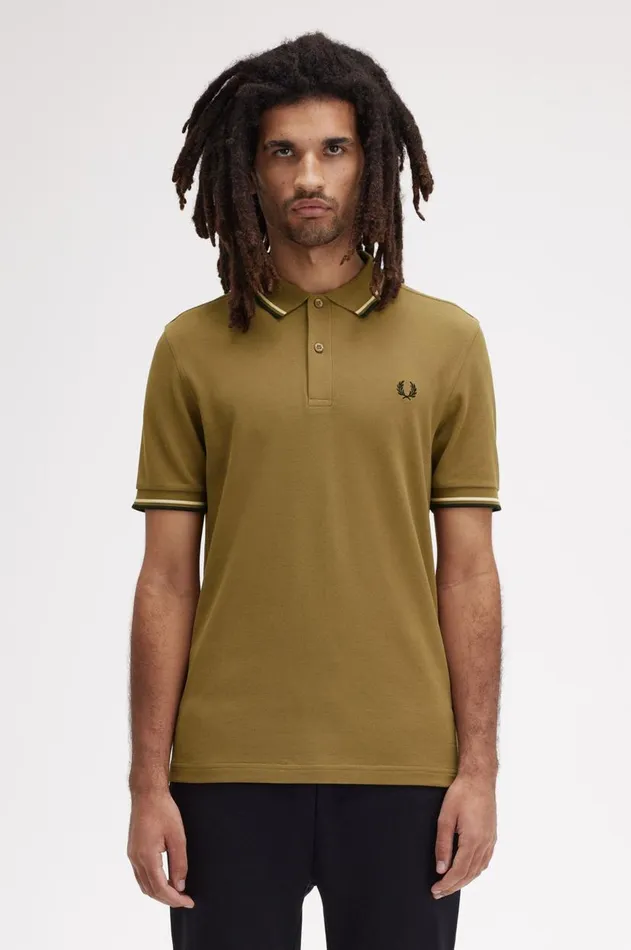 Men The Fred Perry Shirt Fred Perry M3600 Shaded Stoneice Creamblack