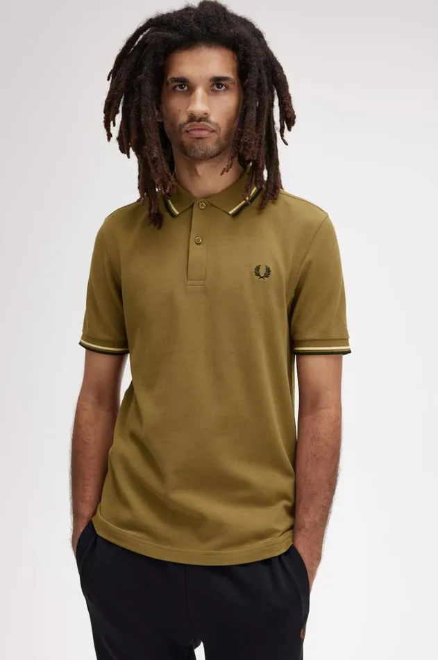 Men The Fred Perry Shirt Fred Perry M3600 Shaded Stoneice Creamblack