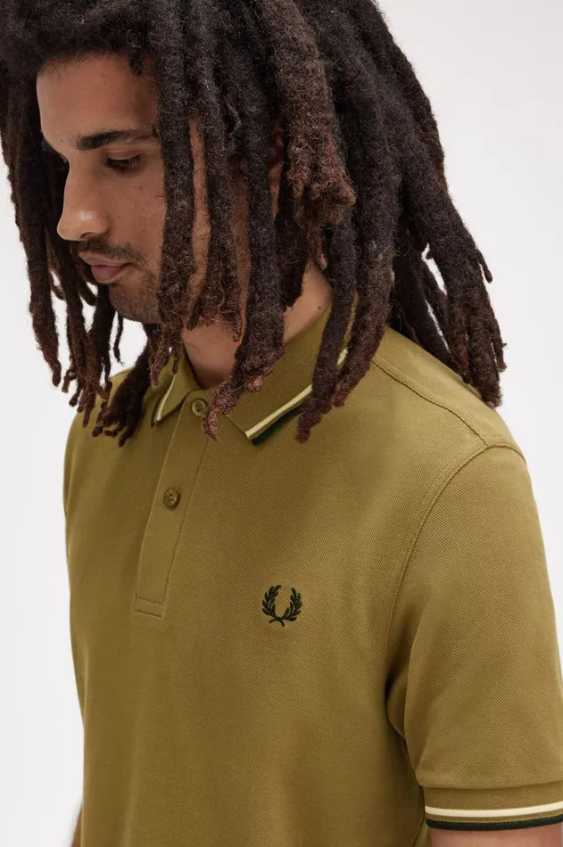 Men The Fred Perry Shirt Fred Perry M3600 Shaded Stoneice Creamblack