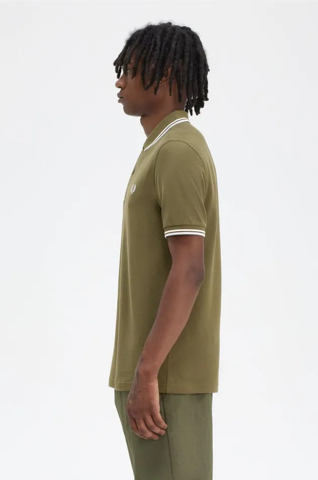 Men The Fred Perry Shirt Fred Perry M3600 Uniform Greensnow Whitelight Ice