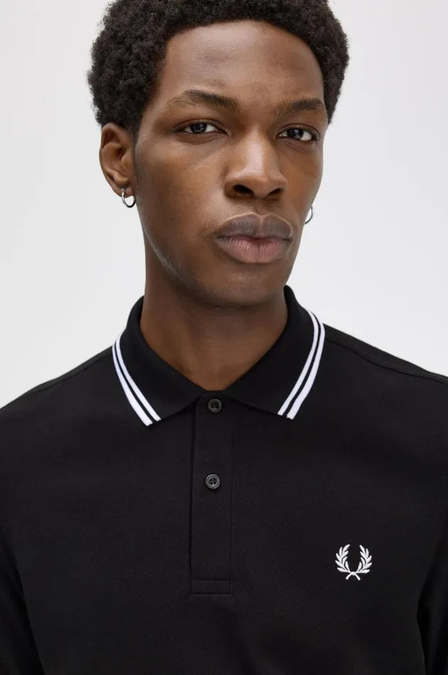 Men The Fred Perry Shirt Fred Perry M3636 Blackwhitewhite