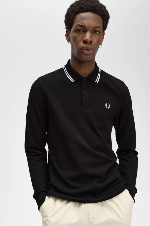 Men The Fred Perry Shirt Fred Perry M3636 Blackwhitewhite