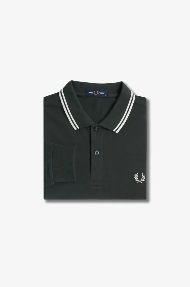 Men The Fred Perry Shirt Fred Perry M3636 Night Greensnow Whitesnow White
