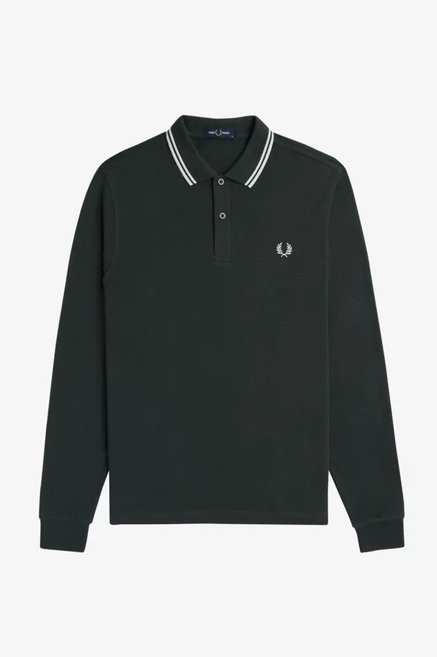 Men The Fred Perry Shirt Fred Perry M3636 Night Greensnow Whitesnow White