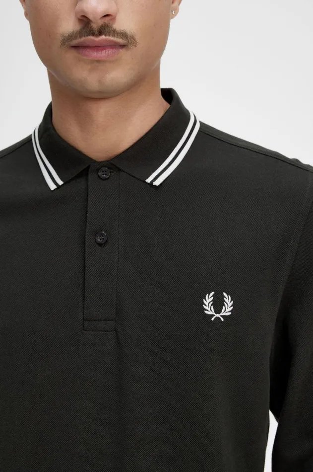Men The Fred Perry Shirt Fred Perry M3636 Night Greensnow Whitesnow White