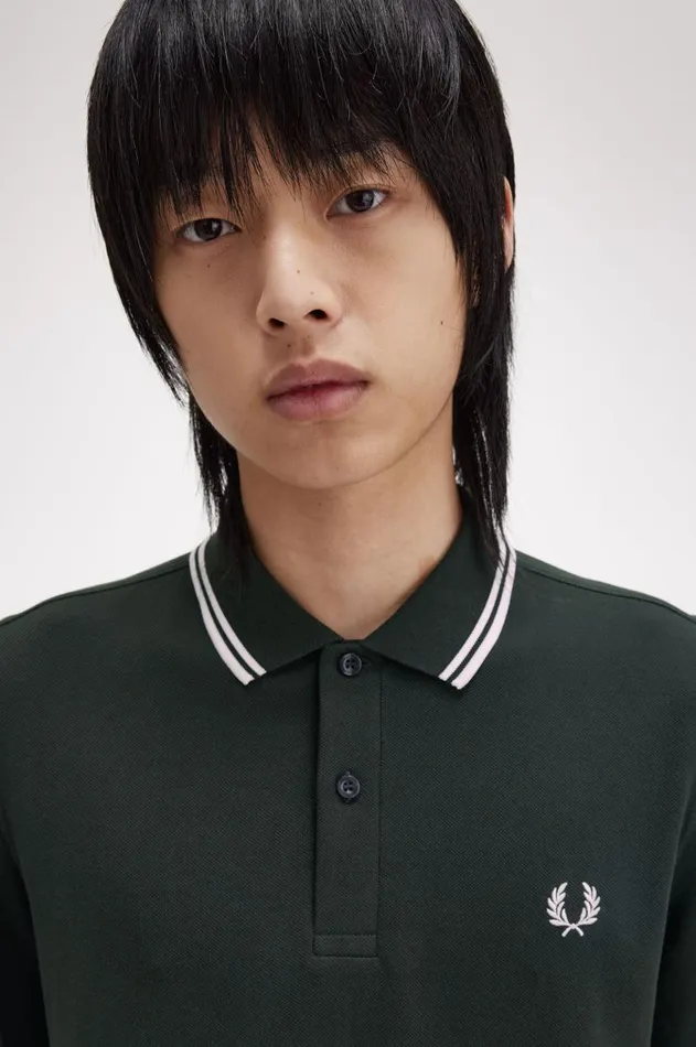 Men The Fred Perry Shirt Fred Perry M3636 Night Greensnow Whitesnow White