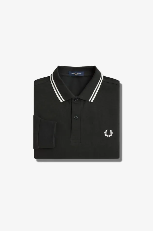 Men The Fred Perry Shirt Fred Perry M3636 Night Greensnow Whitesnow White