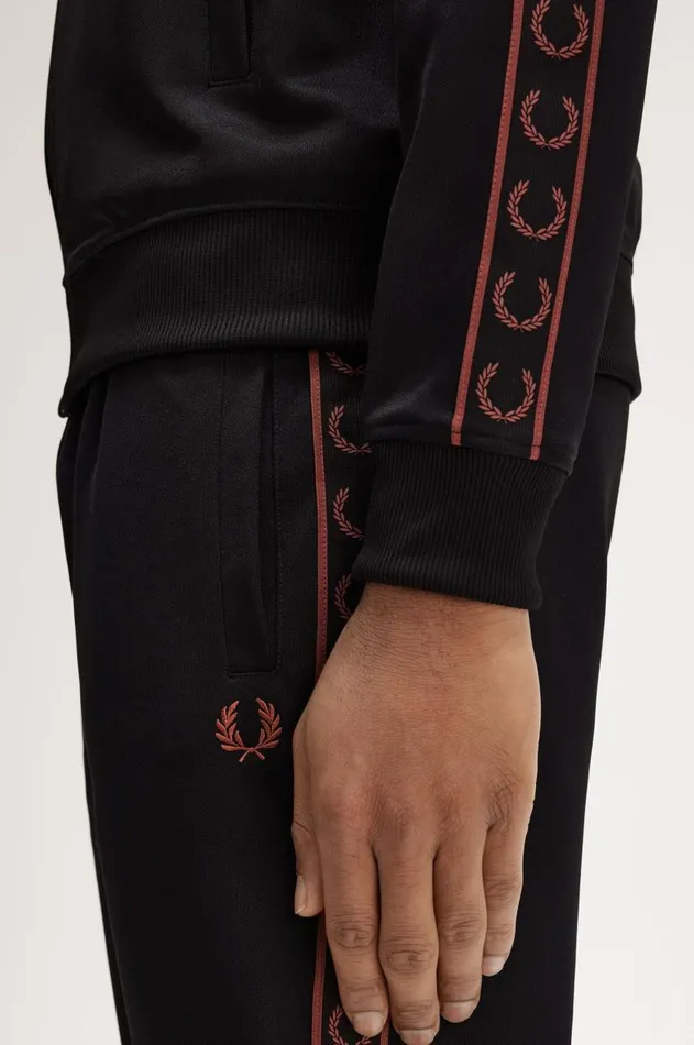 Men Track Jackets Fred Perry Contrast Tape Track Jacket Blackwhisky Brown