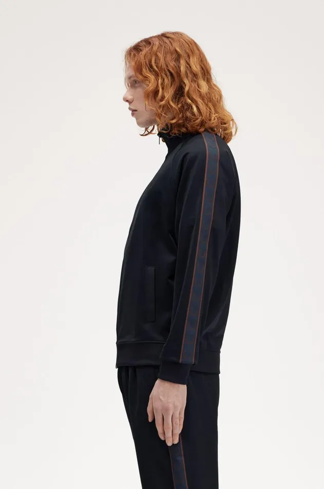 Men Track Jackets Fred Perry Contrast Tape Track Jacket Navycarrington Brick