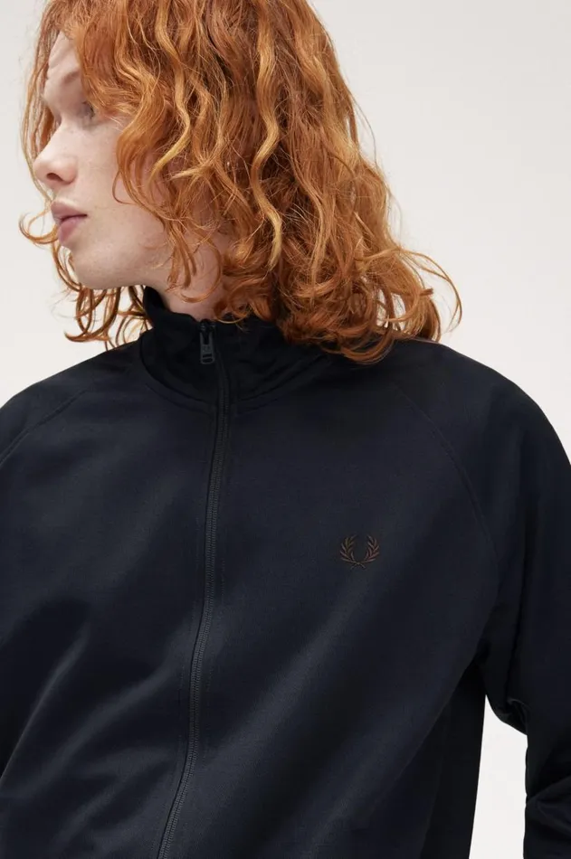 Men Track Jackets Fred Perry Contrast Tape Track Jacket Navycarrington Brick