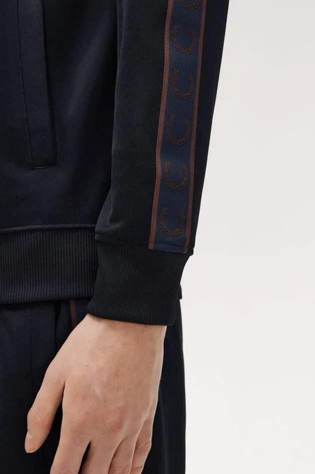 Men Track Jackets Fred Perry Contrast Tape Track Jacket Navycarrington Brick