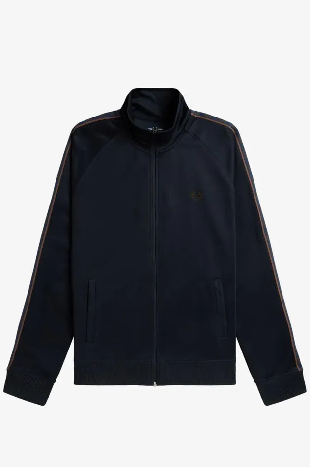 Men Track Jackets Fred Perry Contrast Tape Track Jacket Navycarrington Brick